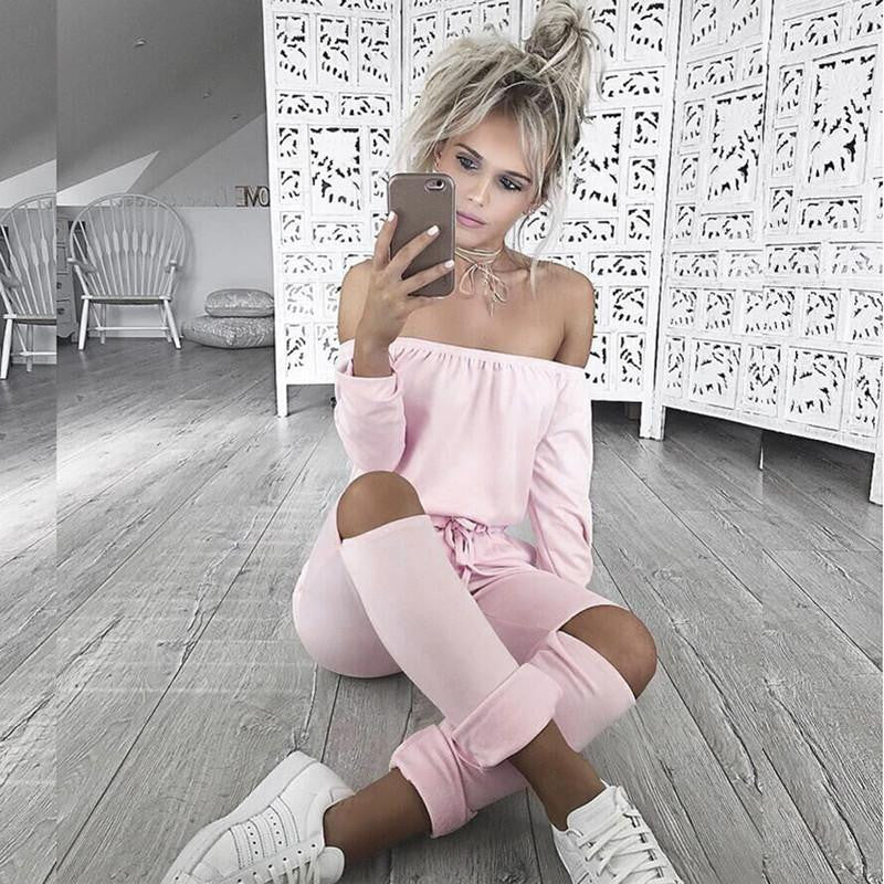 Women Long Sleeve Slash Neck Black Bodycon Elegant Jumpsuit Hollow Out Long Rompers Casual Playsit Overalls