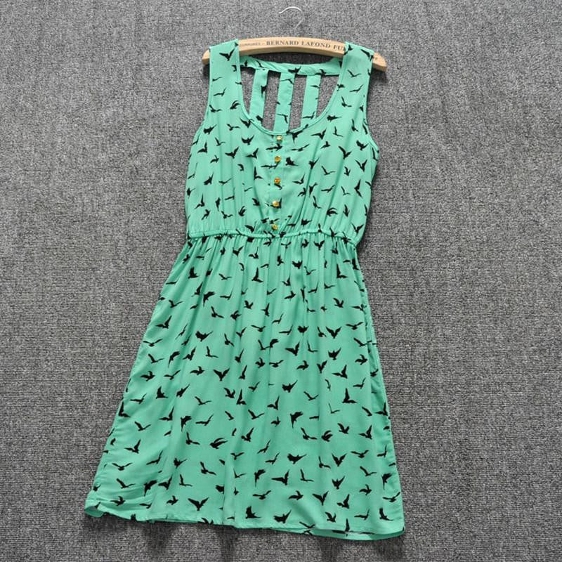 Summer Style Women Casual Dress Eagle Leopard Print Green Summer Dress vestido backless Dresses Plus Size Women Clothing