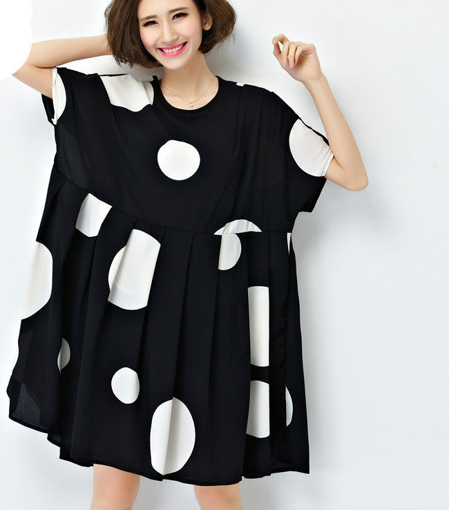 Summer Dress Plus Size Women Chiffon Polka Dot Clothing Loose Big Size Female Casual Dress Soft Draped Fashion Clothing 4XL