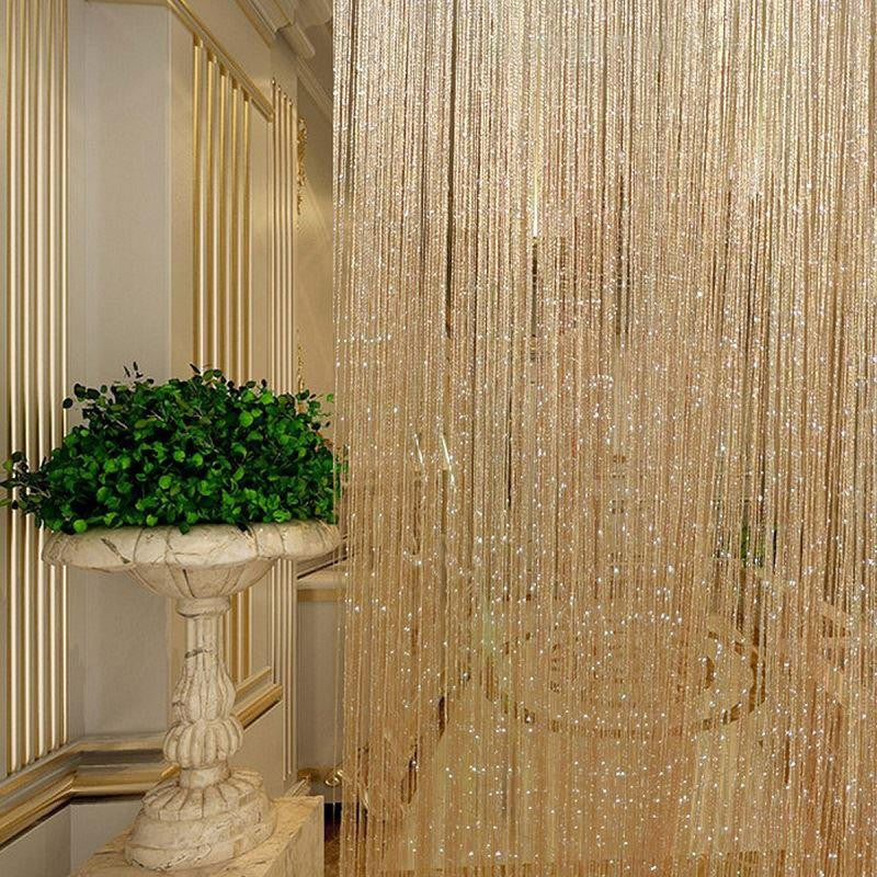 Tassel Glitter Curtains String Champagne for Living Room Window Door Shower Curtain Divider Panels Screen Drape Decoration