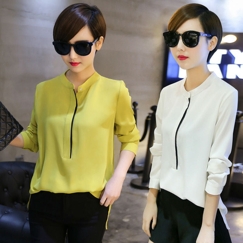 Online discount shop Australia - Fashion Casual Shirt women Top Plus Size Solid Women Blouses Shirts Chiffon Blouse 30