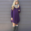 Spring Aunumn Purple Women Dress Vestidos Loose Mini Short Women Plus Size Dress Party casual short dress with long sleeves