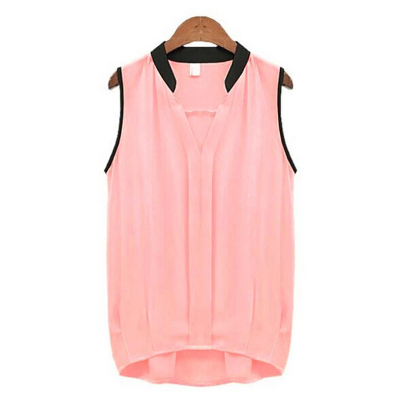 Women Ladies Casual Sleeveless Chiffon Tee Vest Blouse Loose Tops