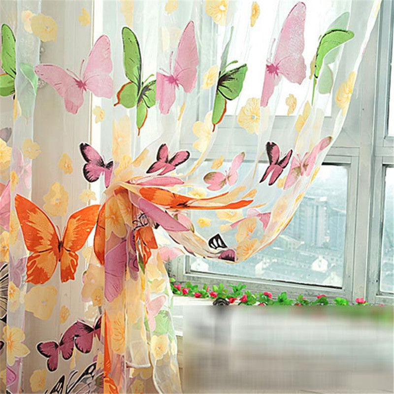 Online discount shop Australia - Butterfly Sheer Curtain Organza Child Window Balcony Tulle Curtains for Living Room Home Decor Curtain N846