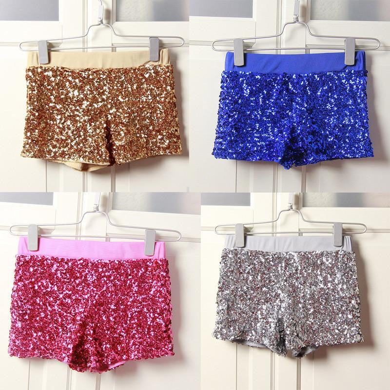 Women Elastic High Waist Sequins Booty Shorts Silver Black Gold Red DS hip hop jazz Sparke Shorts Outfit