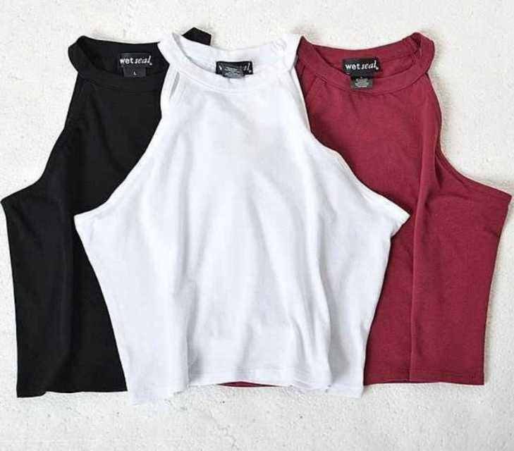 Women Tight Elastic Crop Tops Cute Sleeveless T-shirts Lady Stretchable Cropped Tees 5 colors