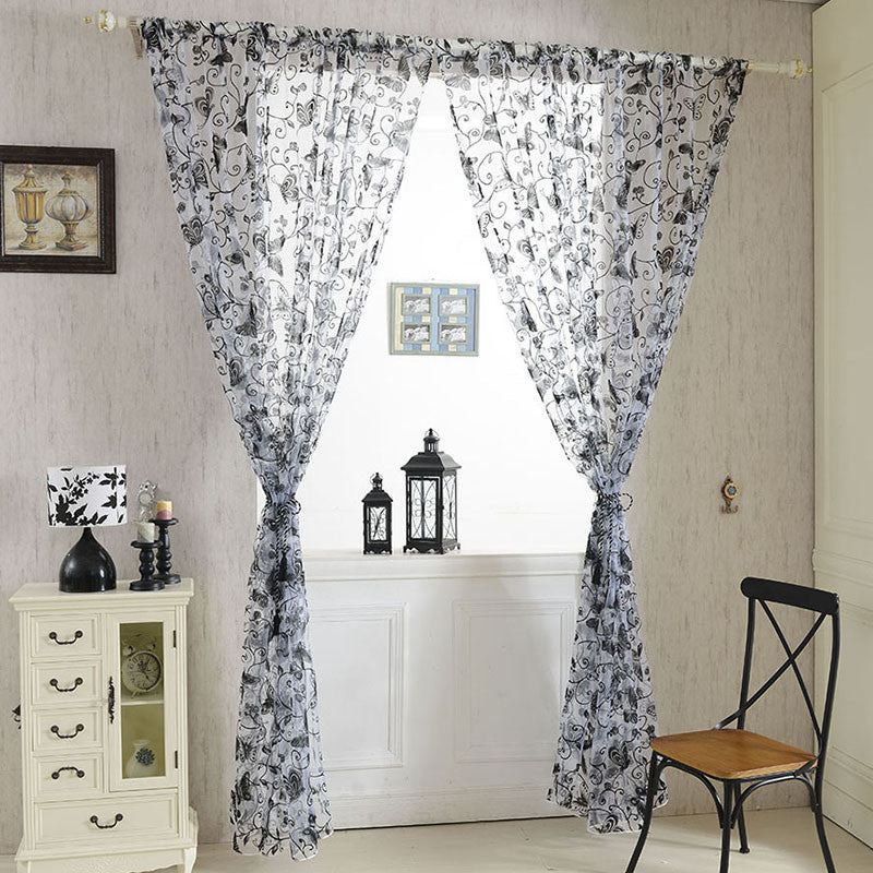 Online discount shop Australia - Fashion 1*2M Butterfly Voile Door Curtain Panel Window Room Divider Sheer Curtain