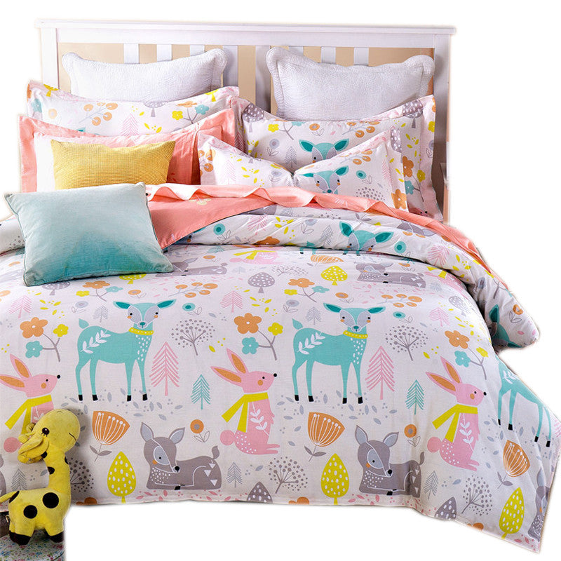 Online discount shop Australia - cartoon duvet cover sets 3pc bedding set 3pcs for children' bedroom colorful deer twin full queen single size