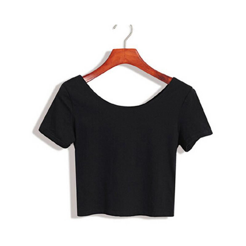 Online discount shop Australia - E116 Basic Stretch Women Sexy Crop Top Girl Short Sleeve T Shirt Tee Black White Grey Vest Camisole Regata
