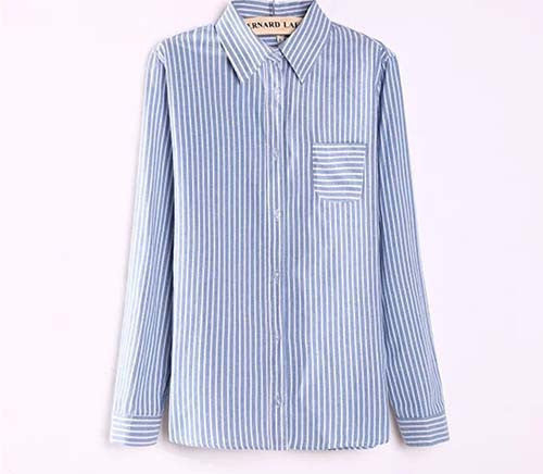 Online discount shop Australia - Colorful Apparel Formal Blouses Long Sleeve Button Down Women's Shirt Vertical Striped Cotton Pocket Career Tops
