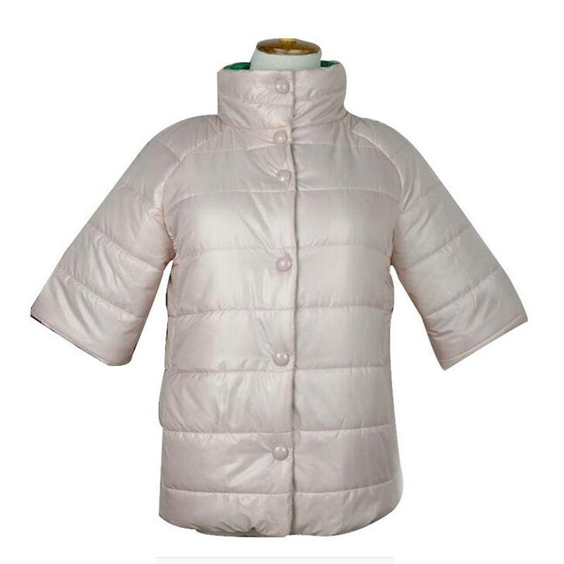Online discount shop Australia - Fashion Half Sleeve Stand Collar Parkas &Coat for  Women with Hollow Cotton Inside