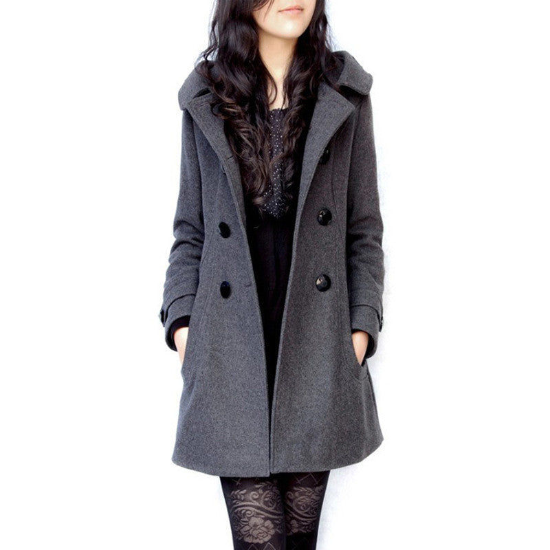 Online discount shop Australia - coat long coats  women jacket female Blends woolen warm overcoat  plus size ladies black Clothing 4XL 5XL 6XL