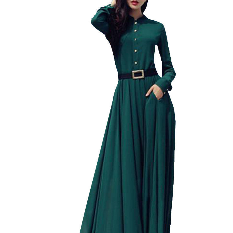 Online discount shop Australia - Beach Dress Women Long Sleeve Maxi Dress Vintage Clubwear Elegant Long Dress DS-166