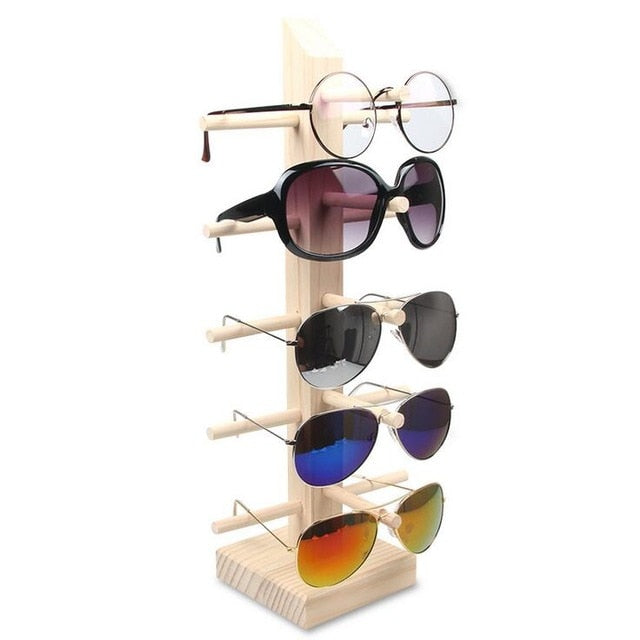 New Sun Glasses Eyeglasses Wood Display Stands Shelf Glasses Display Show Stand Holder Rack 9 Sizes Options Natural Material