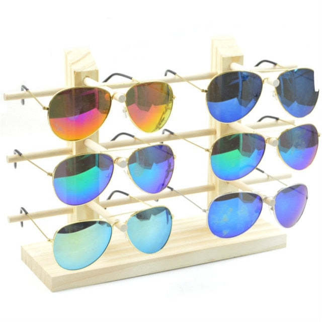 New Sun Glasses Eyeglasses Wood Display Stands Shelf Glasses Display Show Stand Holder Rack 9 Sizes Options Natural Material