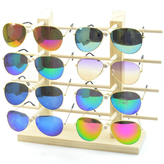 New Sun Glasses Eyeglasses Wood Display Stands Shelf Glasses Display Show Stand Holder Rack 9 Sizes Options Natural Material