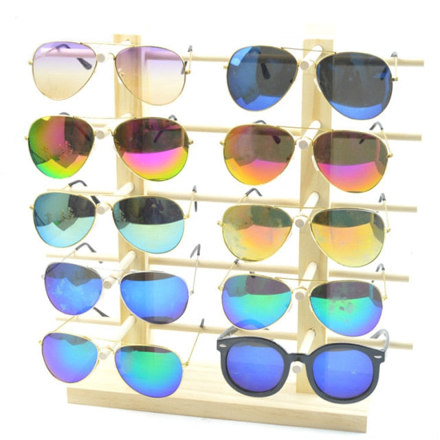 New Sun Glasses Eyeglasses Wood Display Stands Shelf Glasses Display Show Stand Holder Rack 9 Sizes Options Natural Material