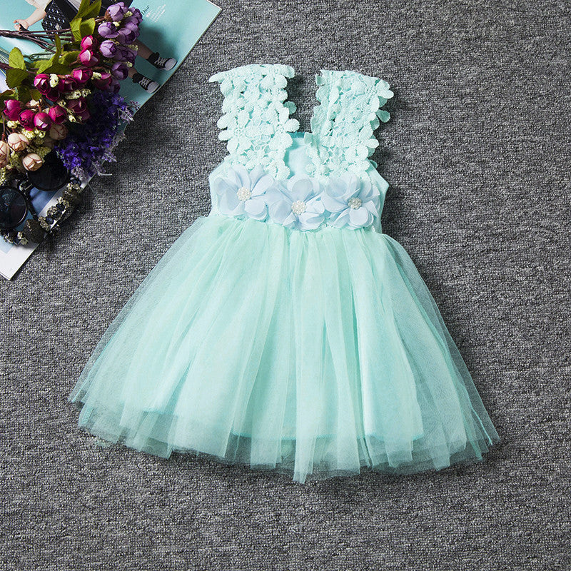 Online discount shop Australia - Kid  Dress For Girl Lace Flower Cute Little Princess Dresses Children Girls' Clothing For Birthday Party Tulle Tutu Dress