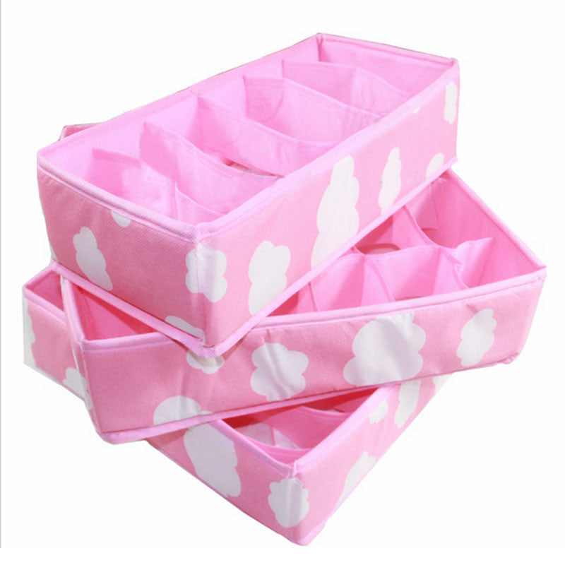 Online discount shop Australia - Clothing Organizer 3 In 1 Pink Grid Pattern Folding Storage Box Bag Bra Underwear Necktie Sock High Quality