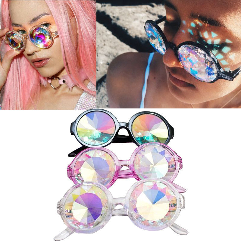 Online discount shop Australia - Fashion Retro Round Kaleidoscope Sunglasses Men Women Designer Eyewear Kaleidoscope lens Glasses