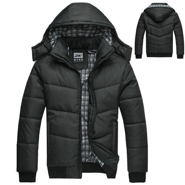 Fashion Hood Black Jacket Men Warm Coat Parka Men