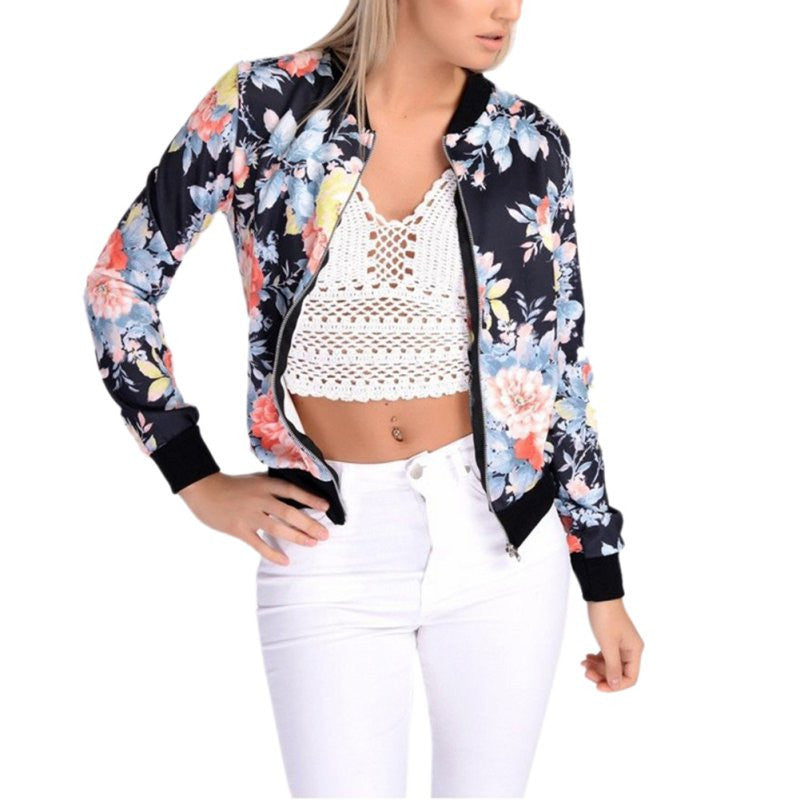 Online discount shop Australia - 6 Styles Women Jackets Short Tops Long Sleeve Floral Print Coat Vintage Women Clothing Bomber Jacket Chaquetas