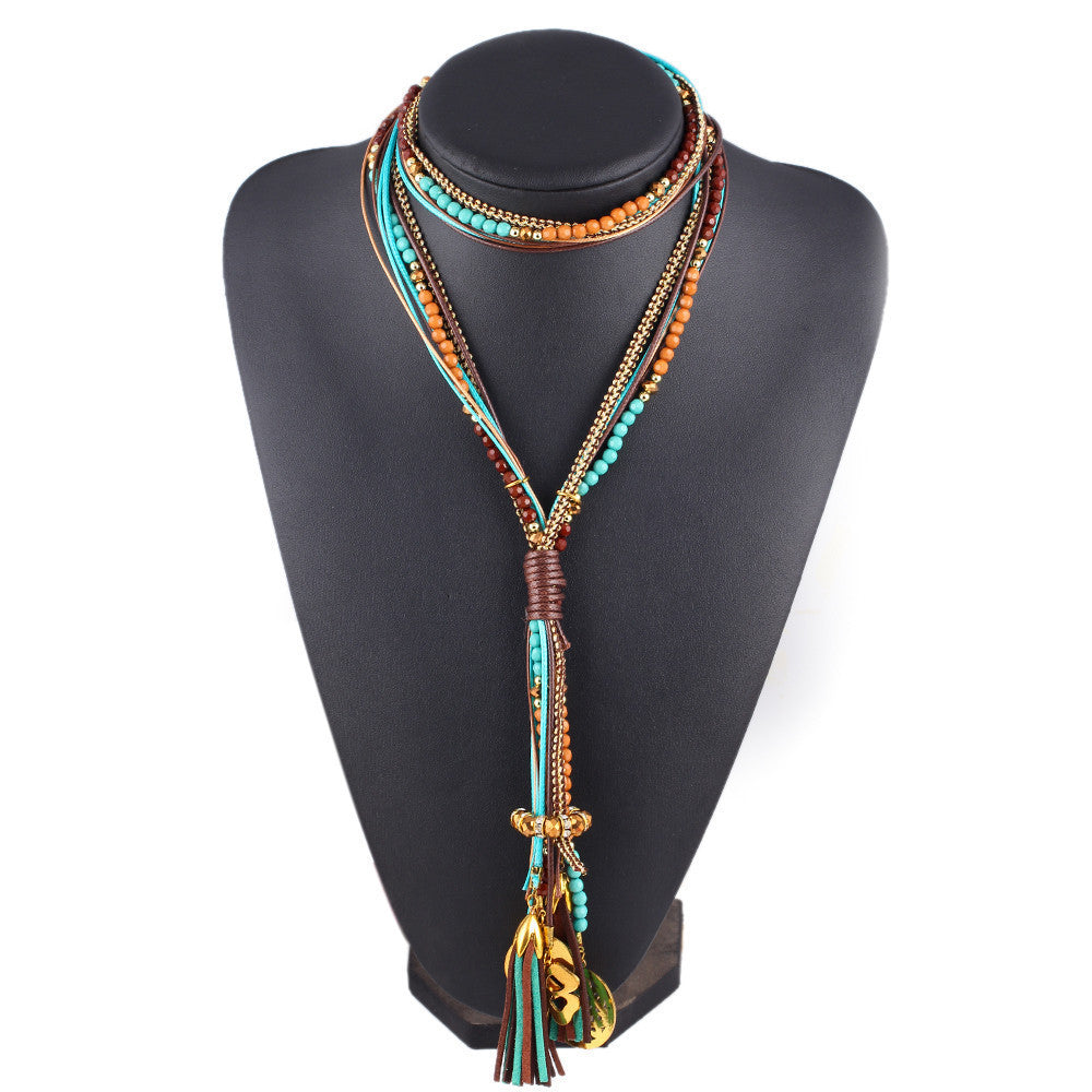 Online discount shop Australia - 17KM Maxi colar Facet Beads Necklaces For Women Multi layer Long Necklace Statement Jewelry