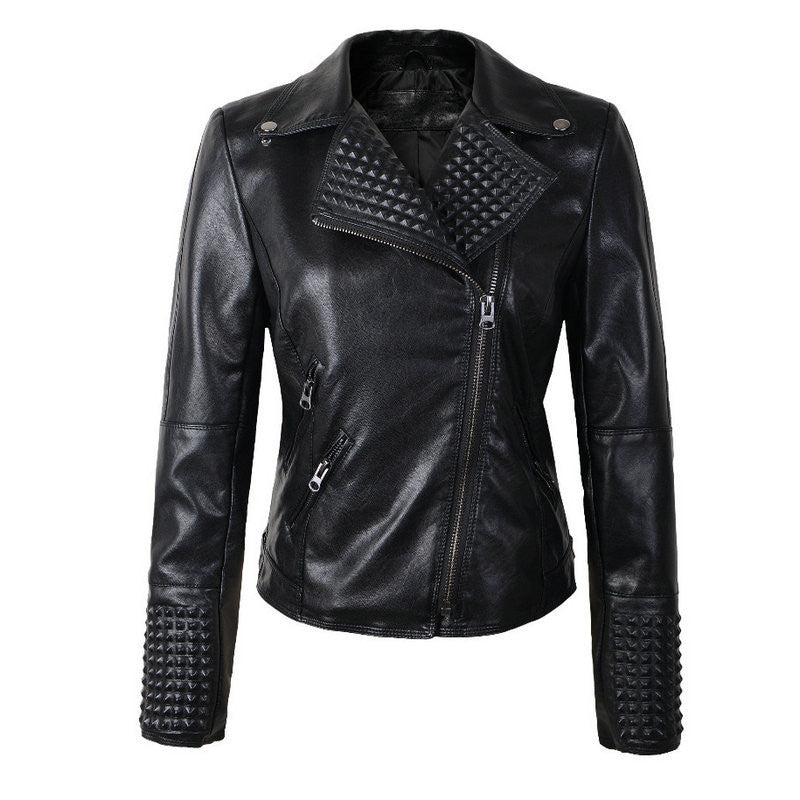 Women Leather Jackets Fashion Female Rivet Brand Coat Outwear