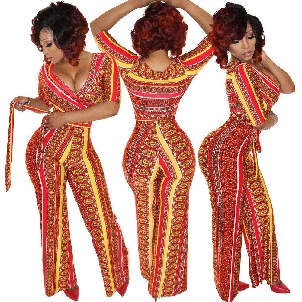 Jumpsuit Women overall sexy fashion high waist jumpsuits long pants Rompers plus size Bandage Romper with sashes