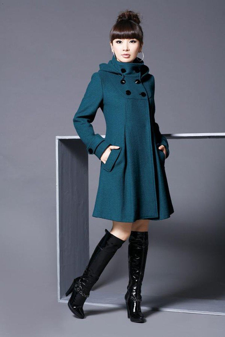 Online discount shop Australia - AQ128  Slim Mandarin Collar Women Woollen Coat Double-Breasted Women Warm Hoodies Long Outerwear Wool Coats 4XL