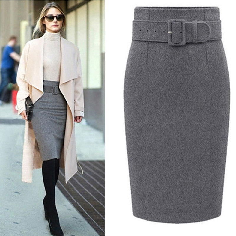 Online discount shop Australia - Fashion Knee Length Skirt Ladies Front Sashes Pencil Skirts Female