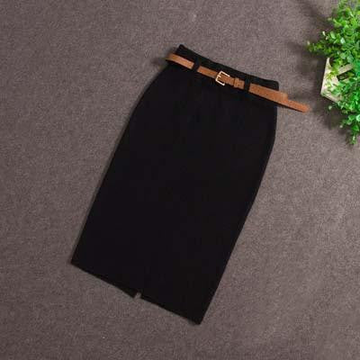 Skirts Casual Women High Waist Knee-length Knitted Elegant slim Long Pencil Skirts 850J 25