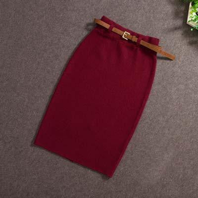 Skirts Casual Women High Waist Knee-length Knitted Elegant slim Long Pencil Skirts 850J 25