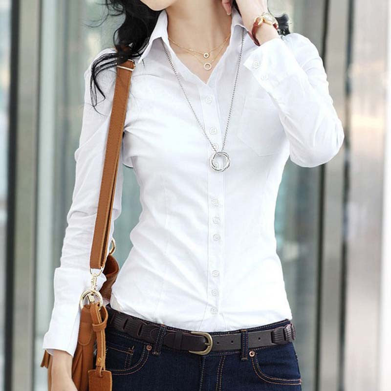 Fashion women blouse slim blouse ol blouse long-sleeve women white blouse female white shirt