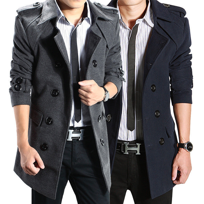 Online discount shop Australia - male trench slim medium-long overcoat woolen fashion leisure men's clothing outerwear