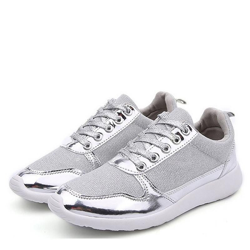 Size 36-41 Rubber Women casual shoes Gold Silver mesh woman breathable fashion sport shoes