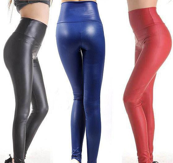 women's Skinny Faux Leather High Waist Leggings Pants