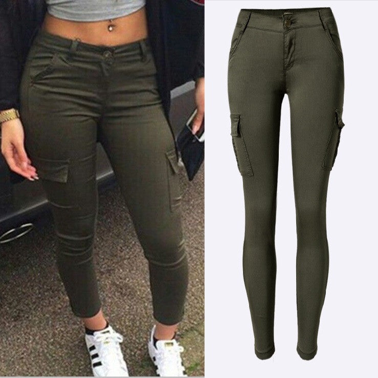 Fashion Army Green Jeans Women Low Rise Ladies Skinny Jeans Slim plus size