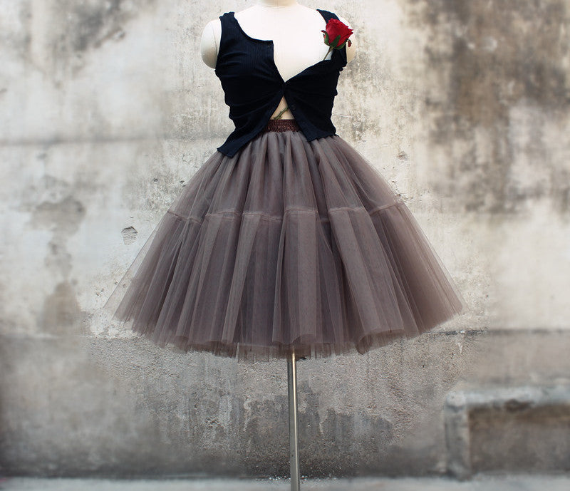 Online discount shop Australia - 5 Layer Midi Tutu Tulle Skirt Vintage Skirts Womens Lolita Petticoat