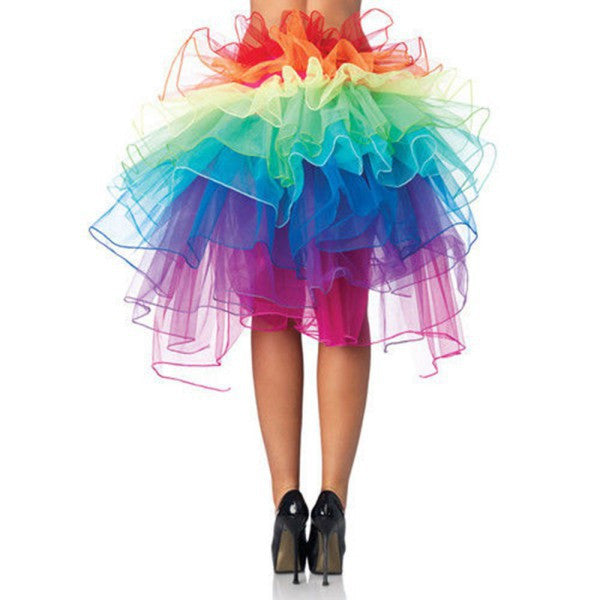 Retail Colorful Adult Dancing Tutu Layered Organza Lace up Party Rainbow Skirt Clubwear