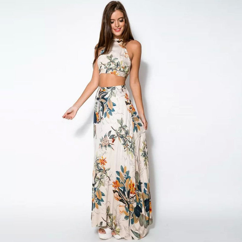 2 Piece Set Party Beach Women Dresses Lady Summer Long Maxi Dress Fash