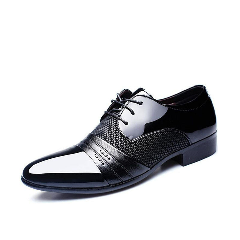 Working Office shoes mens patent leather shoes business wedding shoes lace up Pointed toe flats big size 37-47 AB-01