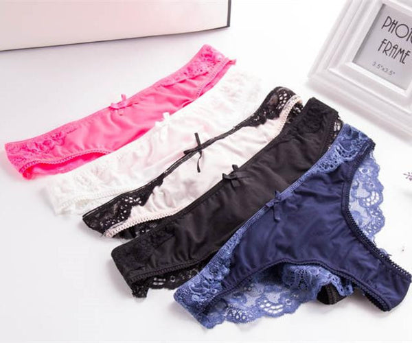 4PCS/Lot Sexy Lace G-String Panties Women Thong Breathable Low