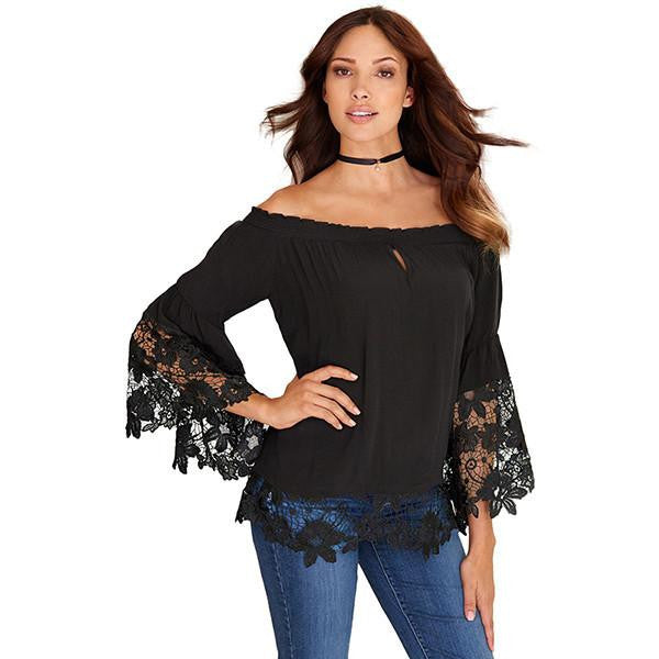 Women White Lace Off shoulder Blouse Chiffon Blouses and Shirts Long Sleeve Casual Tops AG121