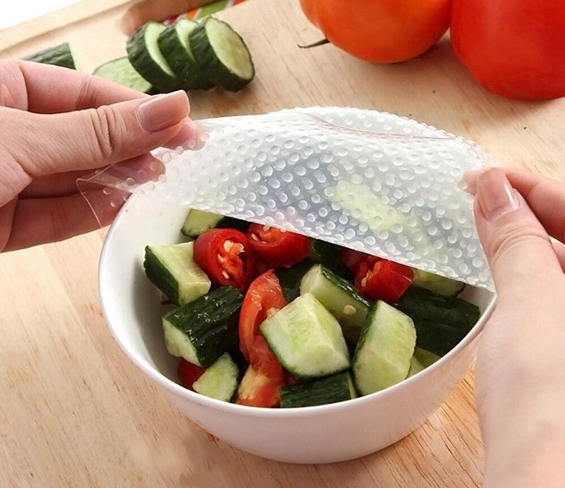Online discount shop Australia - New 4pcs Multifunctional Food Fresh Keeping Saran Wrap Kitchen Tools Reusable Silicone Food Wraps Seal Vacuum Cover Lid Stretch