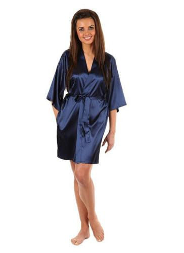 Silk Robe Bathrobe Women Silk Bridesmaid Robes Navy Blue Robes Satin Robe Ladies Dressing Gowns