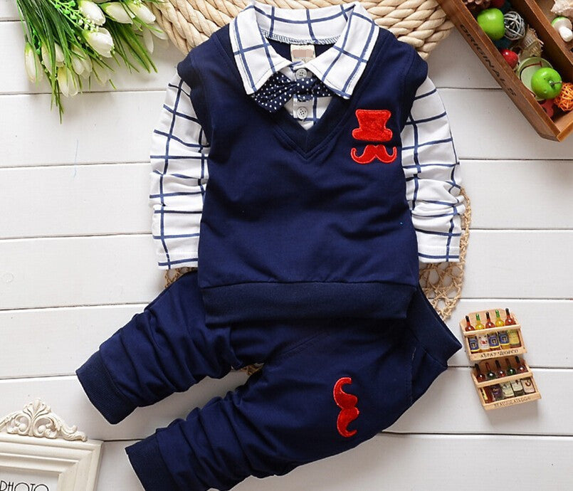 Online discount shop Australia - Fashion New Baby Boy Clothing Set Blouse+Pant Tracksuit set Kids ClothesChildren Boy Gentleman suit sport suit set