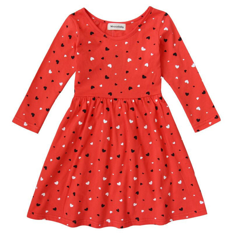 Online discount shop Australia - 100% Cotton Baby Girls Dress Long-Sleeve Red Heart-Shape Dresses For Kids Children Clothes