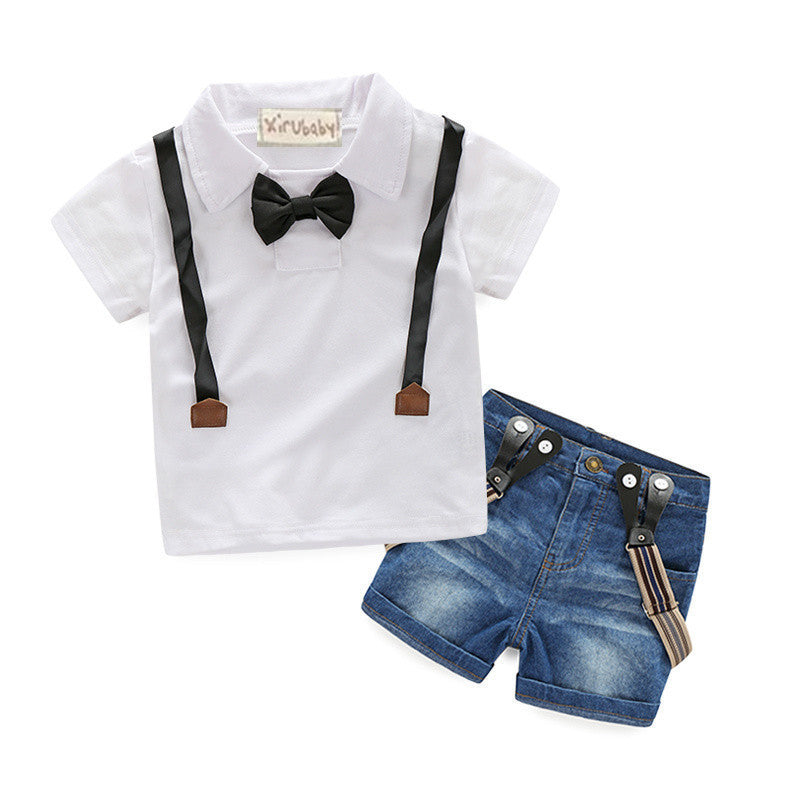 Online discount shop Australia - Gentleman Retail young children casual boys clothing sets shirt + jeans 2pcs boys suits child suit