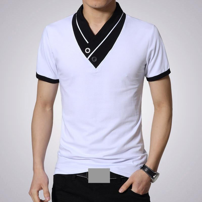 T Shirts Men V Neck T-Shirt Brand Cotton Mens Patchwork tshirt Size Man Tees Tops M40